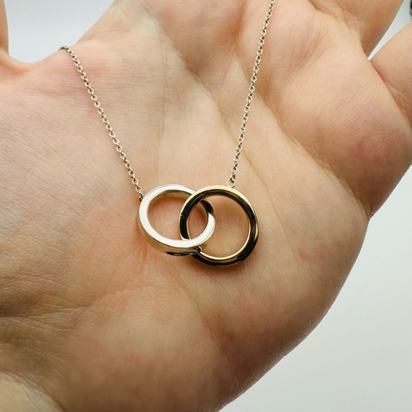 Tiffany & Co 1837 18K Rose Gold & Sterling Silver Interlocking Circles Necklace - Picture 9 of 11